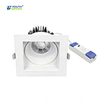 AC220V Aluminium Square Trims 36D Beam Angle 1350LM Anti Glare COB Downlight 12W/15W 4IN 3CCT Dimmable LED Downlight with Driver 1080LM CRI90+